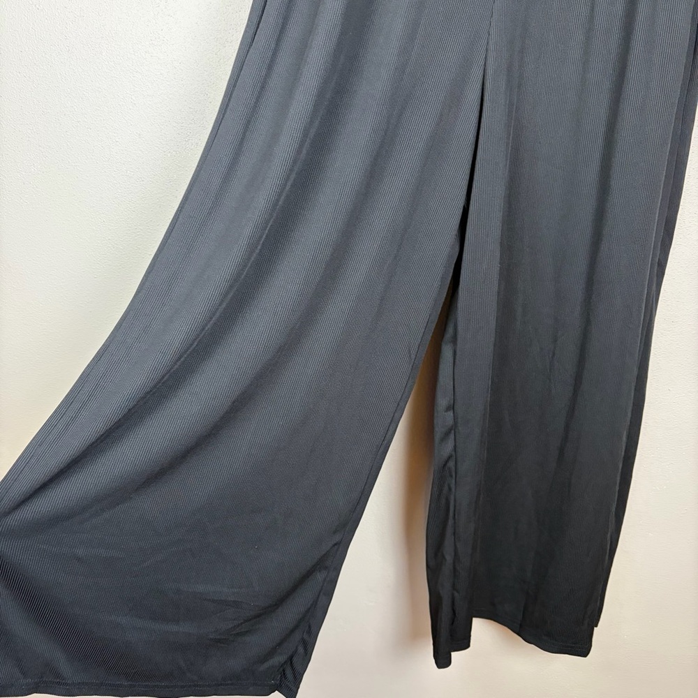 Sonoma Black Ribbed Wide Leg Jumpsuit Romper V Neck Sleeveless Sz XXL EUC Comfy - Picture 5 of 10
